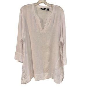 Lands End Linen Blend White Tunic Women’s Size Lg
